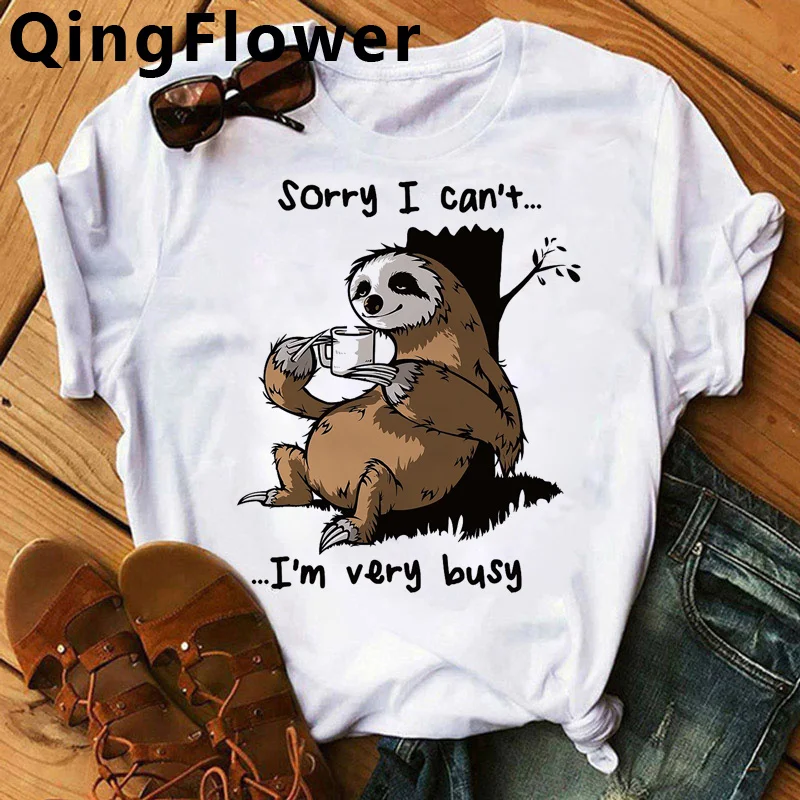 

sloth t shirt women comic Japanese anime t-shirts female anime funny manga clothing