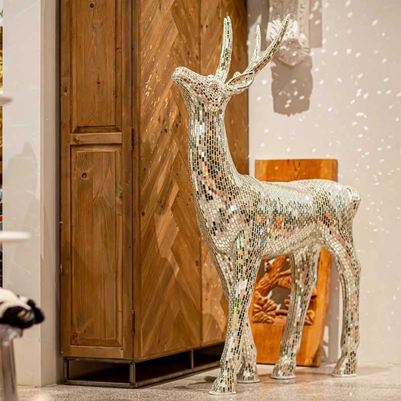 

Handmade patch silver lens small head deer creative home ornament