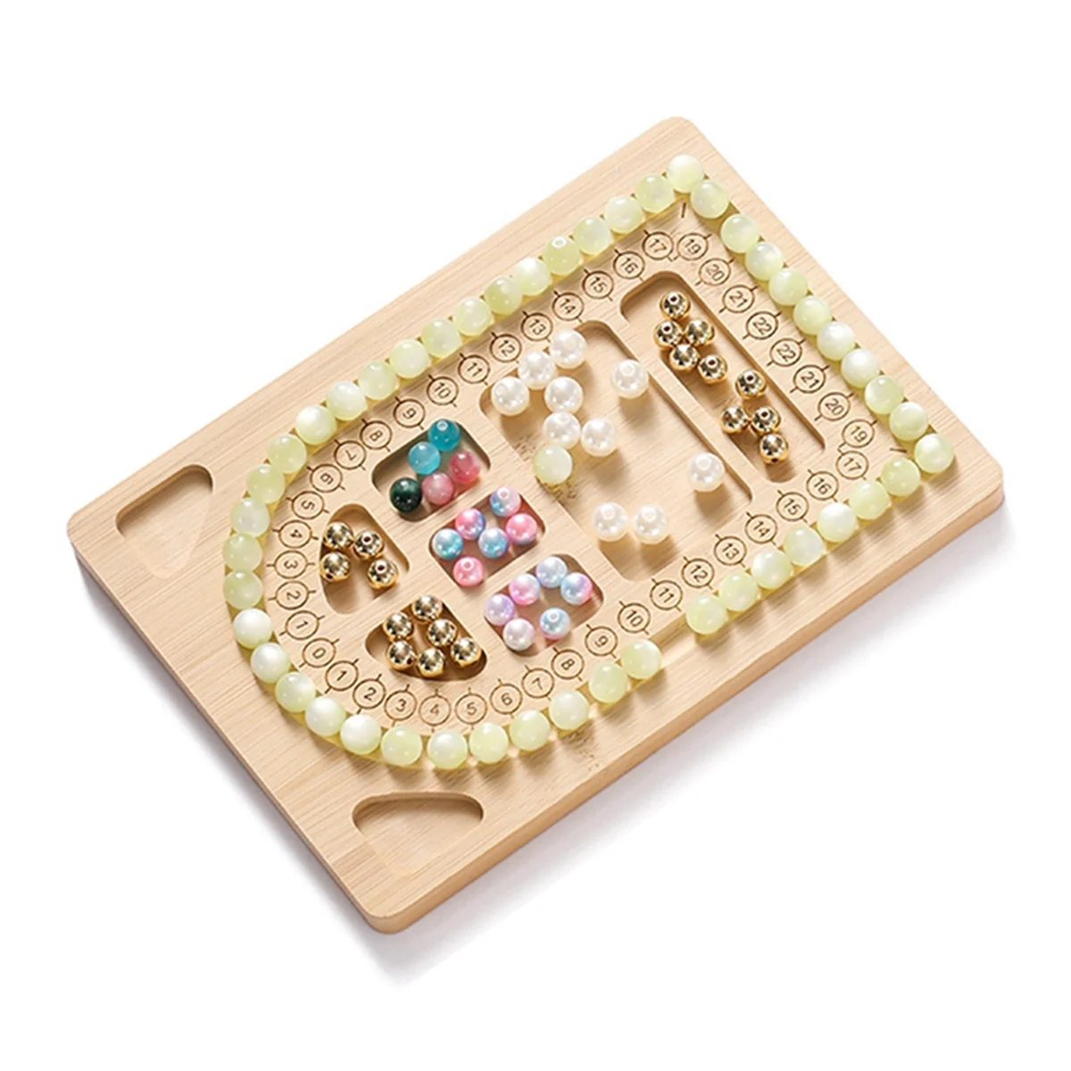 N18R DIY Bead Tool Jewelry Design Tray Solid Wood Jewelry Display Tray Storage Bead Tray Bamboo and Wood B