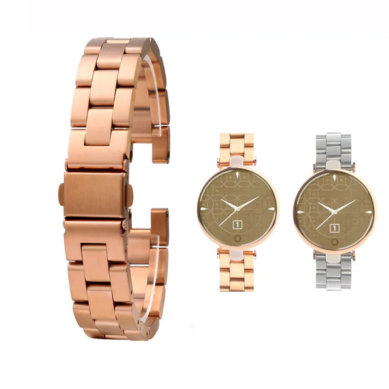 For Garmin Lily New Fashion Stainless Steel Sports Watchband Smart Watch Accessories Strap 14mm Women\'s Bracelet Rose Gold Black