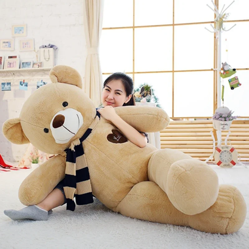 Soft Bigs Teddy Bears Stuffed Animal Plush Toy With Scarf 80cm100cm Cute Large Bears For Kids Giant Pillow Dolls Girlfriend Gift