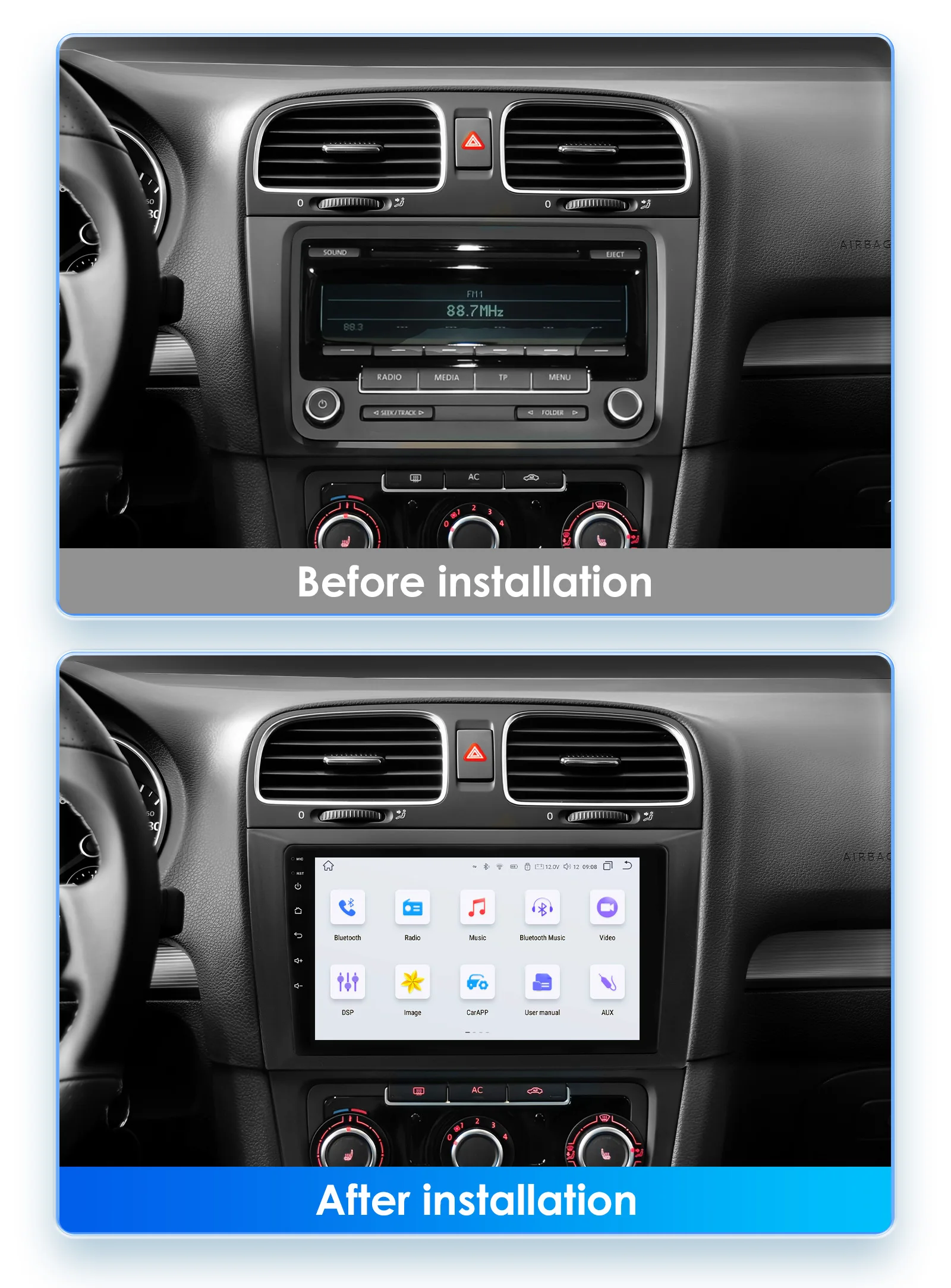 4G Carplay Android Autoradio for Vw Volkswagen GOLF 6 2008-2014 2015 2016 mulitmedia player 2din Audio GPS navi Stereo Screen FM