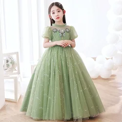 Children Clothes Birthday Dresss Long Ball Gown Embroidery Lace Princess Party Kids Dresses for Flower Girls Children Clothing