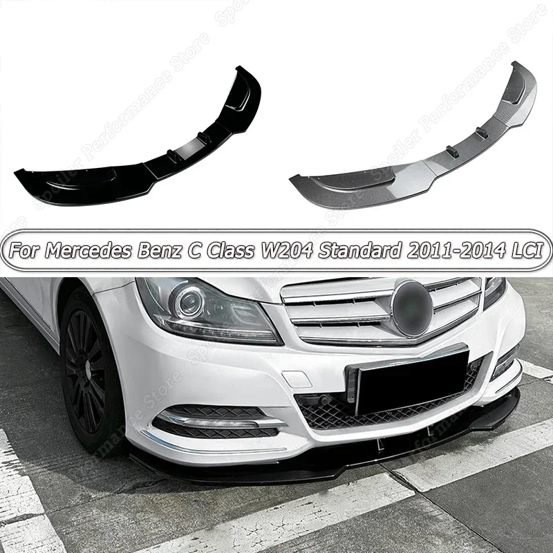 Gloss Black Car Front Bumper Splitter Lip Spoiler Diffuser Guard For Mercedes Benz C Class W204 Standard 2011 2012 2013 2014 LCI