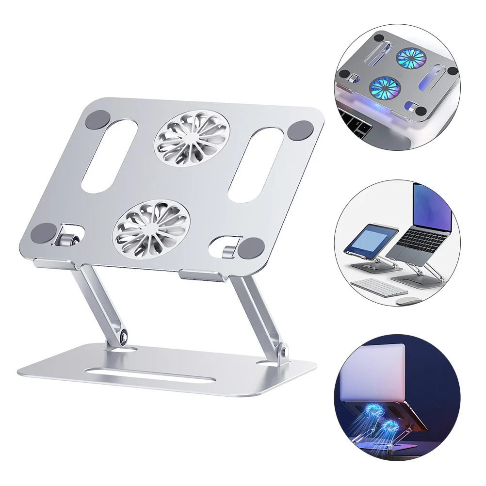 

Охлаждающая подставка с двумя вентиляторами для ноутбука диаметром 17,3 дюйма, поддержка алюминиевого сплава, регулируемый на 180 градусов игровой ноутбук, тихий кулер