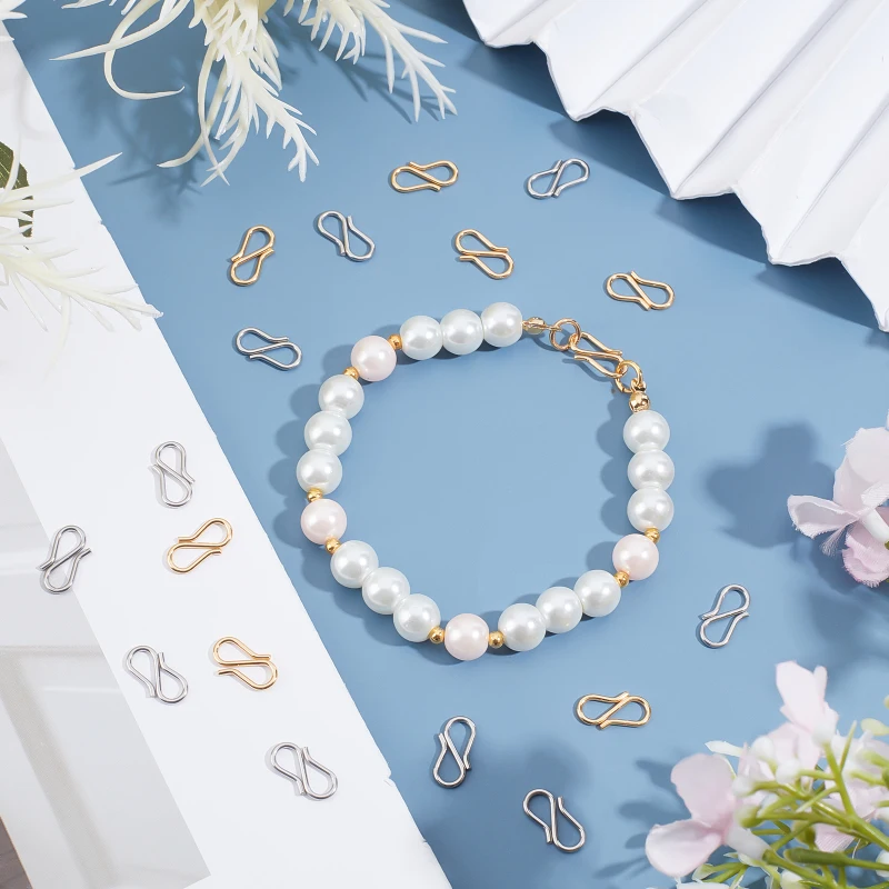 50Pcs Fold Over Clasps 11.5mm Long Stainless Steel Jewelry Clasps Metal Jewelry Extender Micro Fold Over Clasps Bracelet Clasps