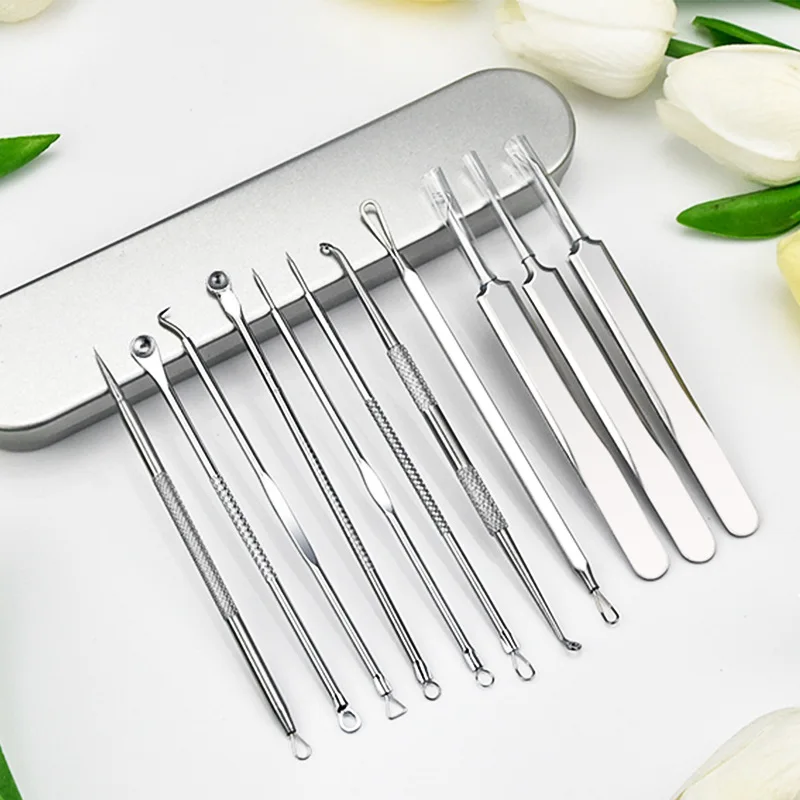 Professional Tweezers Acne Pimples Blackhead Remover Clip Black Dots Blackhead Extractor Acne Needle Facial Cleaning Care Tool