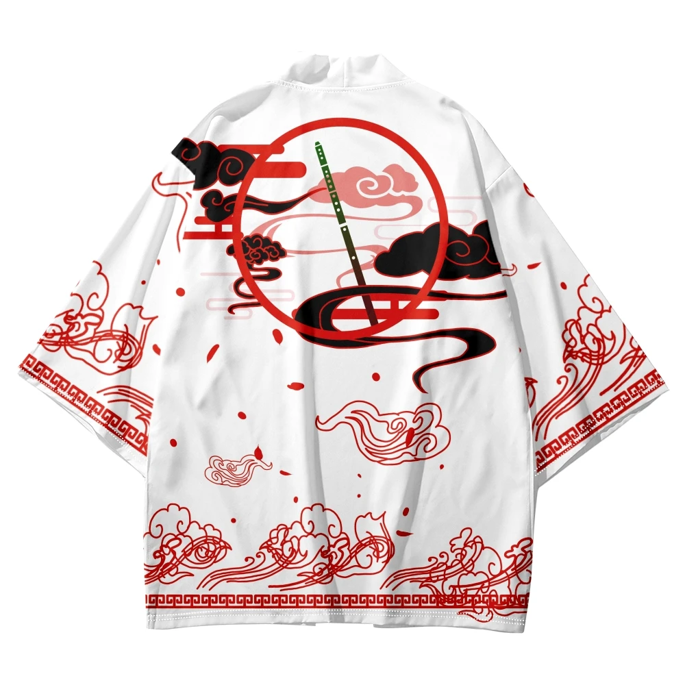 Cardigan Traditional Clothes Beach Haori Yukata Japanese Demon Print Cosplay Kimono Streetwear Men Women