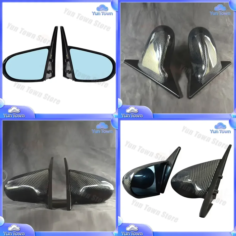 Spoon Style Carbon Fiber Car Side Mirror for EG EK 92-00 JDM Rear View Mirror with Blue Lens for Honda Civic Del Sol CRX