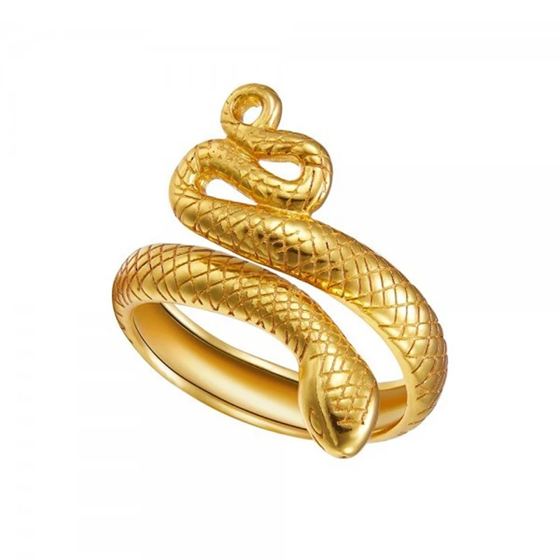 

Lovely Snake Shape Open Adjustable Finger Rings for Women 18k Gold Simple Animal Couple Ring Fashion Party Jewelry Accessory