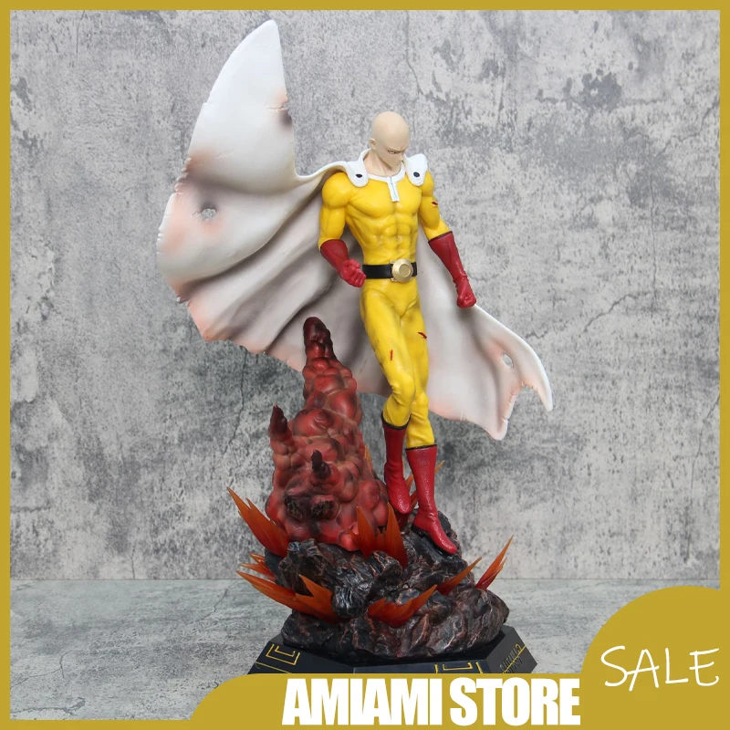 

45 см статуя One Punch Man Сайтама Сенсей GK Light-Up Edition с плащом, коллекция аниме, украшение для рабочего стола, лучшие подарки для мальчиков