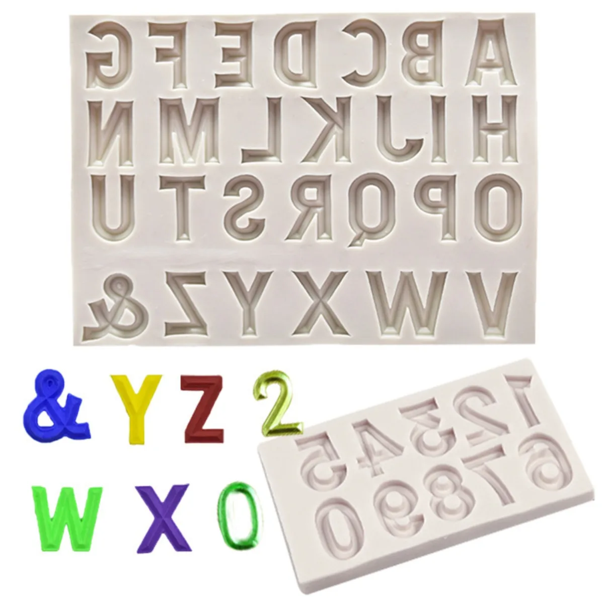 Chocolate Cake Decorating Alphabet Number 0-9 26 Capital Letter Fondant Molds Suitable for Birthday Parties Candies Treats