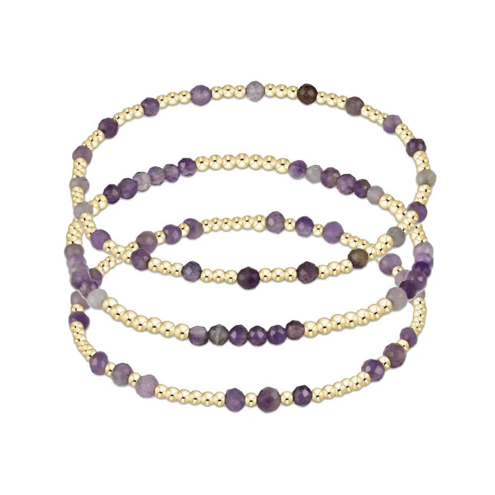 

CCGOOD Natural Stone Bracelet for Women Amethyst Beaded With Gold Plated 18K Beads Handmade Bracelets Jewelry