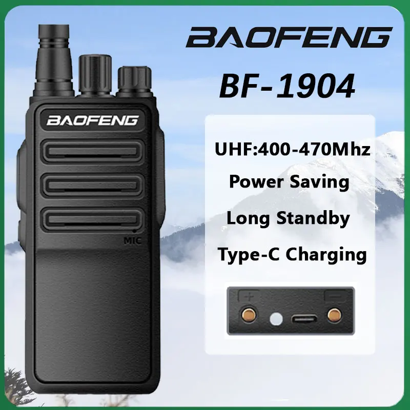 BaoFeng BF-1904 Walkie Talkie High Power Type-C Charging UHF 400-470MHz Portable Powerful Penetrating Radios FM Radio Long Range