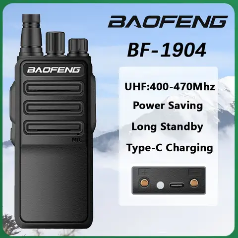 BaoFeng BF-1904 워키토키 고출력 C 타입 충전 UHF 400-470MHz 휴대용 강력한 침투 라디오 FM 라디오 장거리