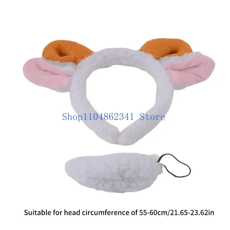 5ASD schapenkostuumset schapen oren hoofdband staart dier schapen cosplay kostuums schapen fancy jurk accessoires volwassenen