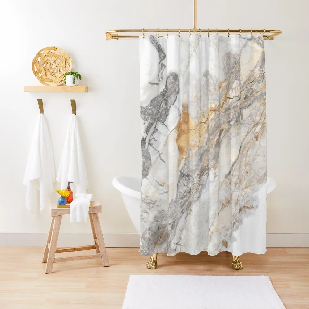 

Gray, White and Gold Marble Shower Curtain Bathroom Shower Set Cute Shower For Curtain