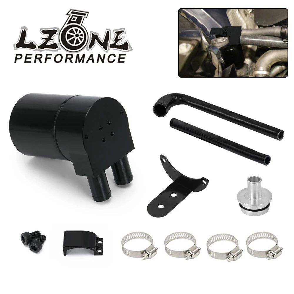 LZONE - Black Aluminum Alloy Reservior Oil Catch Can Tank with radiator hose for BMW N20 335i 135i E90 E92 E82 2006-2010 JR-TK59