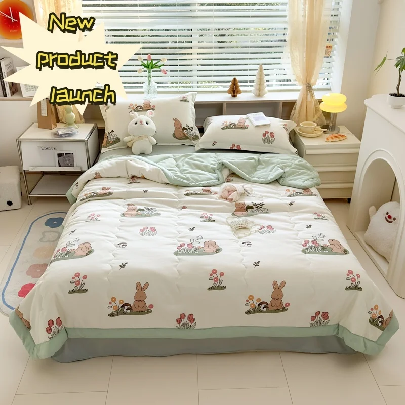 Summer Thin Quilt Cartoon Print Quilt  Air conditioning Quilt Lightweight Comforter Four-season 150 Single Bed Quilt