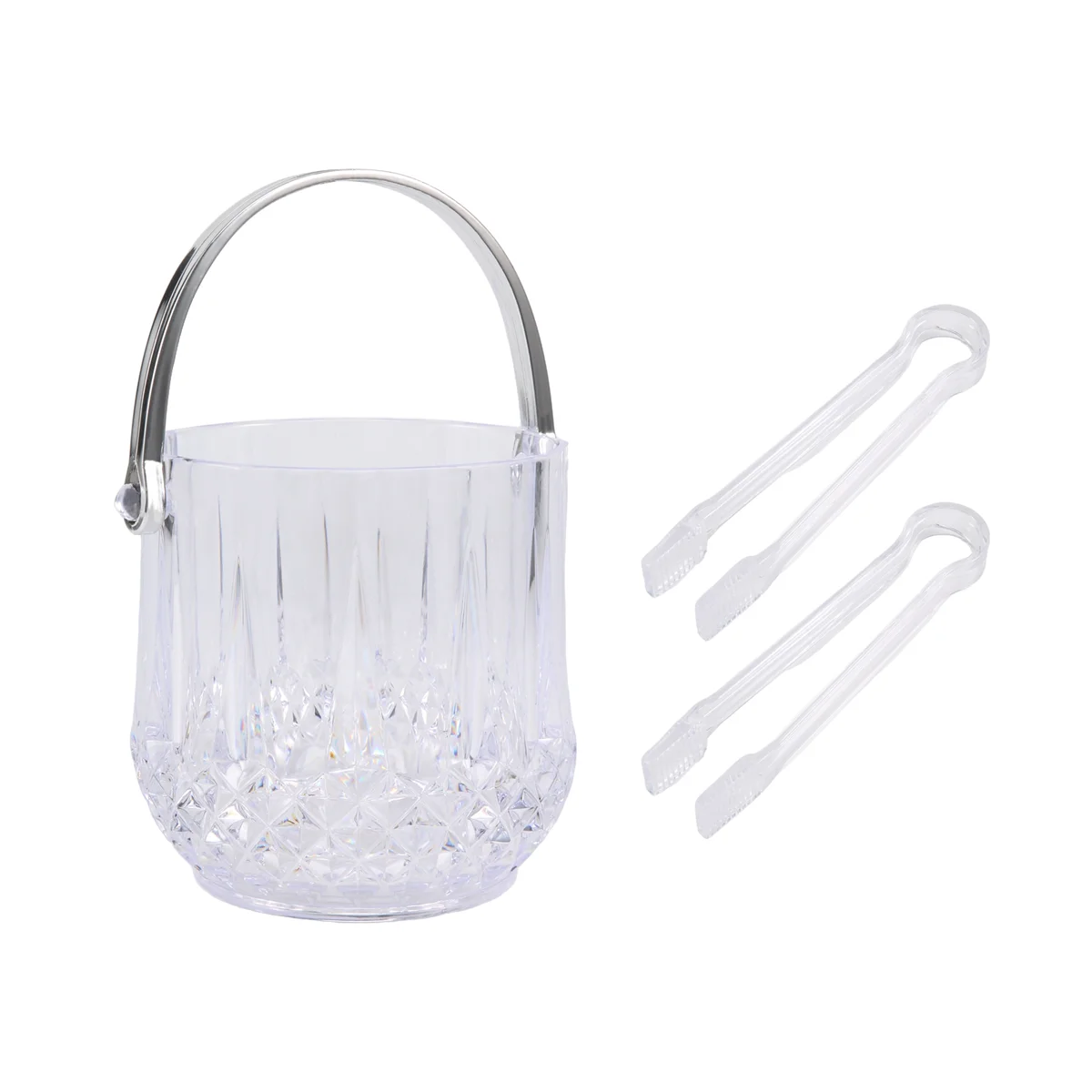 Ice Bucket Plastic Ice Bucket with Handle Acrylic Transparent Champagne Beer Wine Ice Bucket for Home -Transparent