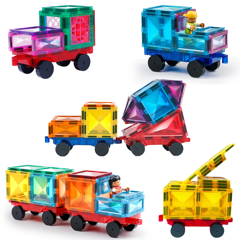 Magnets Building Blocks 3D Diamond Magnetic Tiles Cars Construction Set Stem Educational Toys for Kids Boy Girl Ages 3 4 5 6 7 8