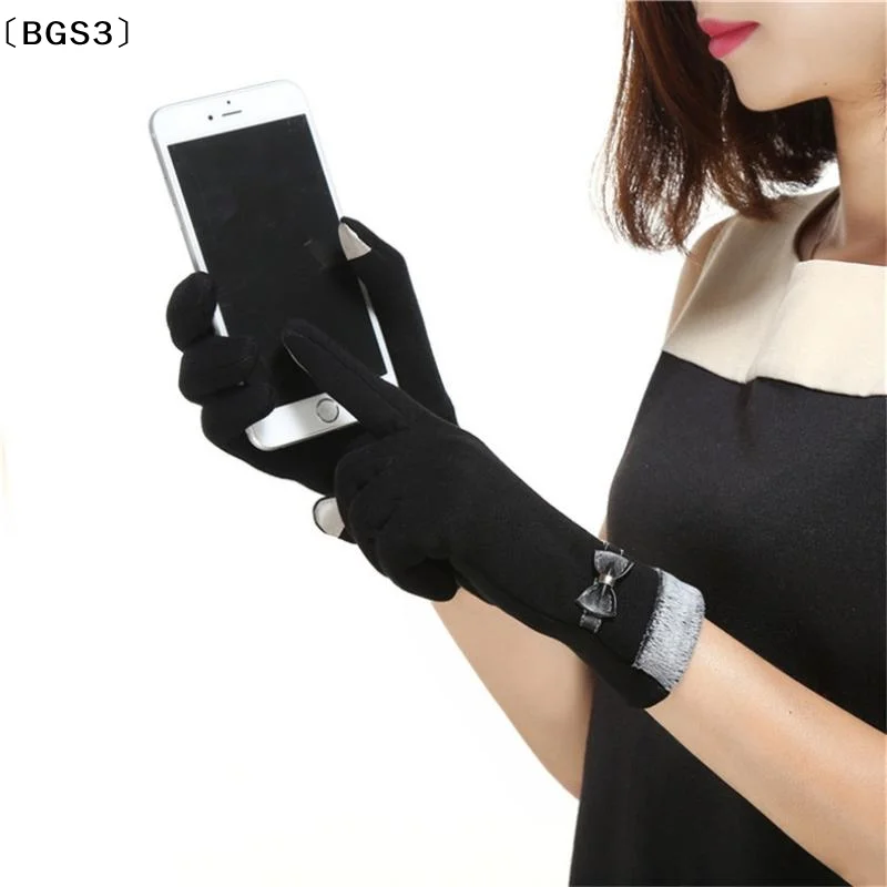 

Новые модные женские перчатки BGS3: винтажные, с бантом, для сенсорных экранов, теплые, ветрозащитные, для вождения, оптом