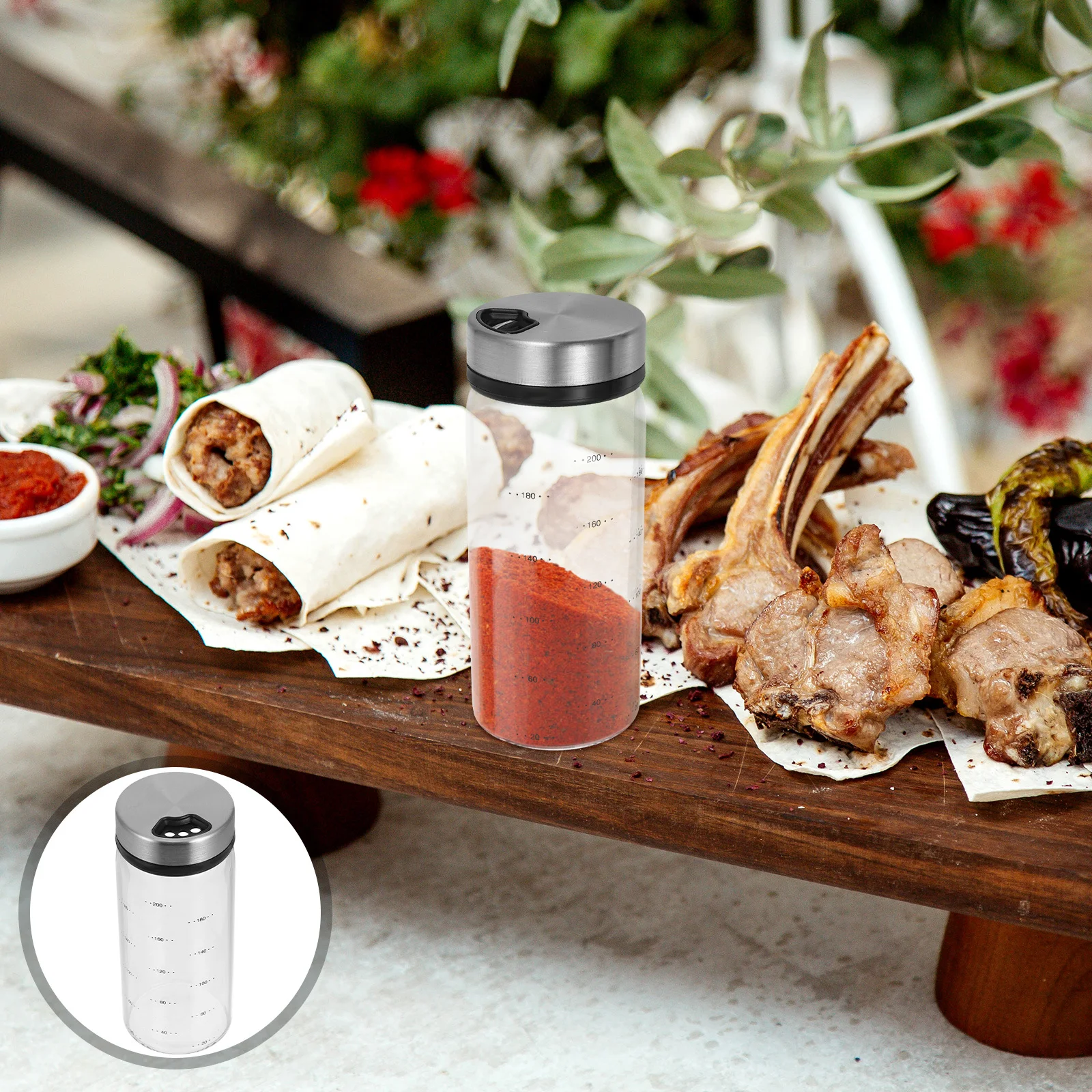 

200ml Glass Condiment Shaker for Kitchen Bbq Camping Salt Pepper Herbs Spices Seasonings Bottle Coffee Creamer Container