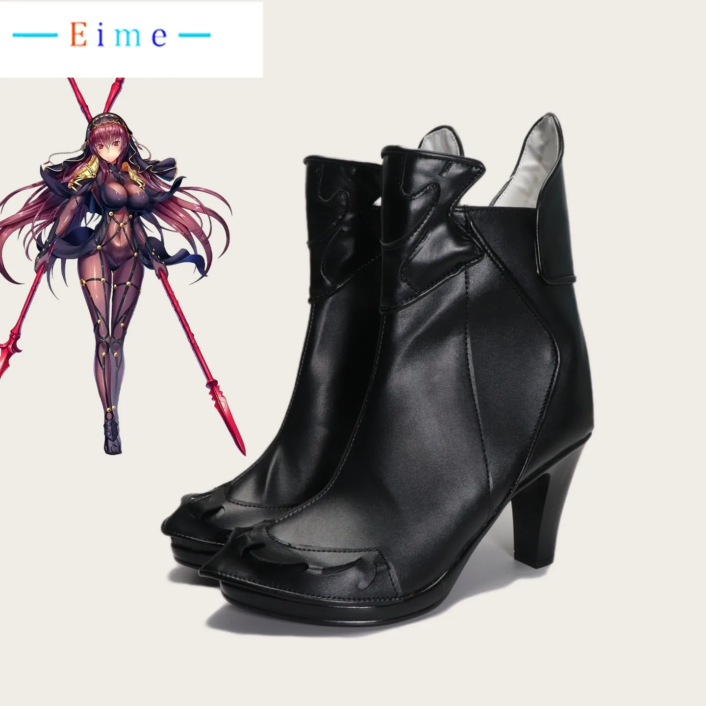

FGO Scathach Cosplay Shoes Game Fate Grand Order Cosplay Prop PU Leather Black High Heels Halloween Carnival Boots Custom Made