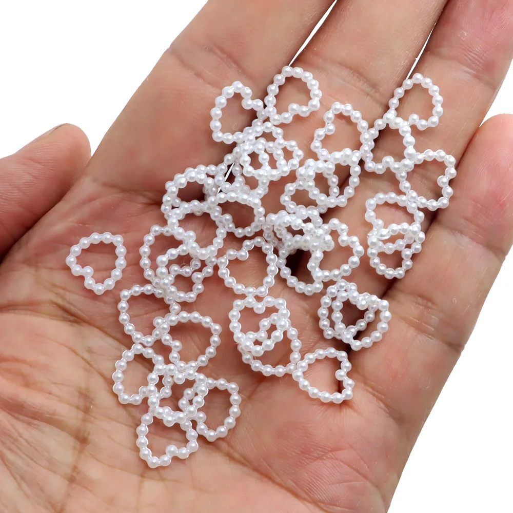 100 ชิ้น 10 มิลลิเมตรหัวใจไข่มุกเล็บ Charms ไข่มุกอะคริลิค 3D เล็บ Charms สําหรับเล็บ DIY Craft เครื่องประดับเสื้อผ้ารองเท้าอุปกรณ์เสริม