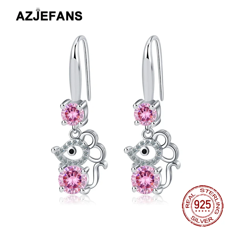 

Серьги-гвоздики AZJEFANS из стерлингового серебра 925 пробы с подвеской в виде знака зодиака Года Крысы для женщин