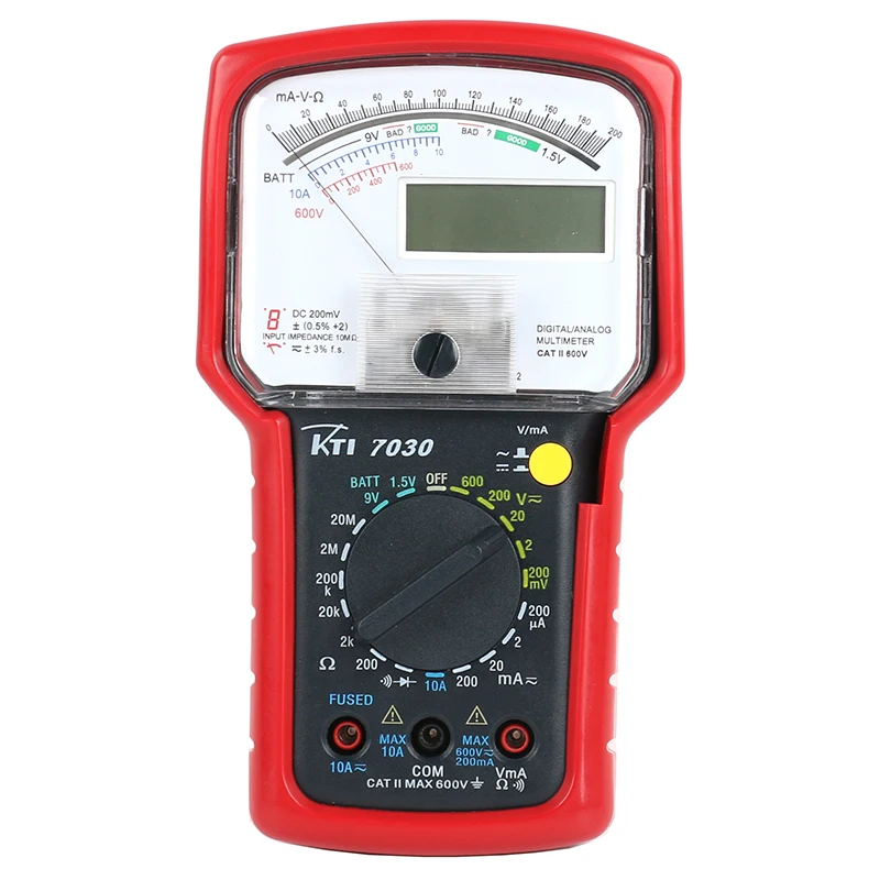 Multimètre numérique analogique multifonction portable haute précision KT7030, multimètre à double affichage 2 en 1, testeur de multimètre