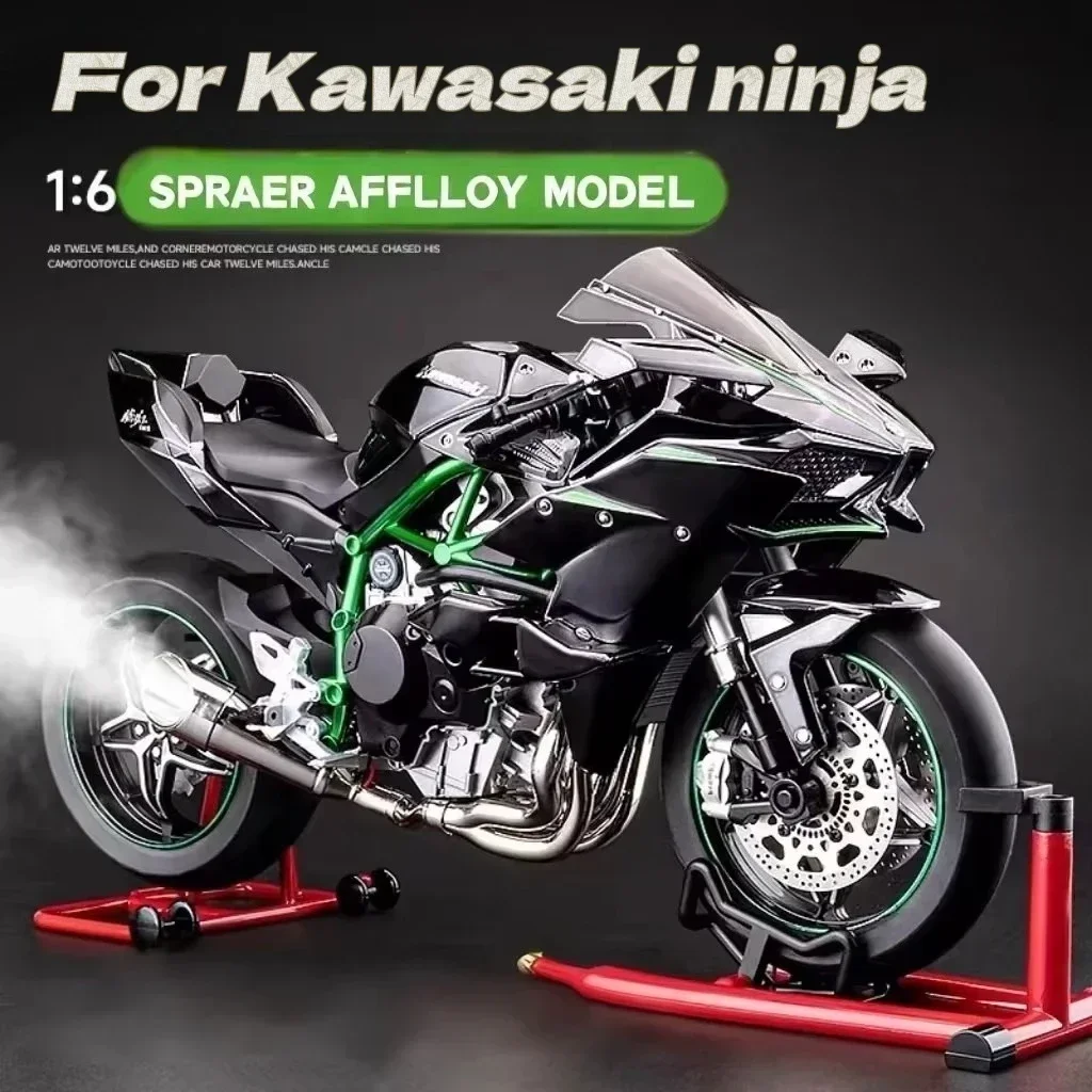 

For Kawasaki 1:6 H2R Motorcycle Model - Ignition and Smoke Simulation,One-Button Start, Alloy Casting, Collector's Display Piece
