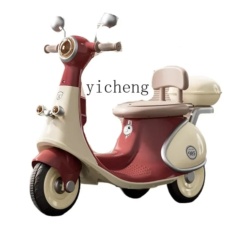 Children's Electric Motorcycle Toy Car Can Sit Baby Rechargeable Battery Double Drive TricycleR25