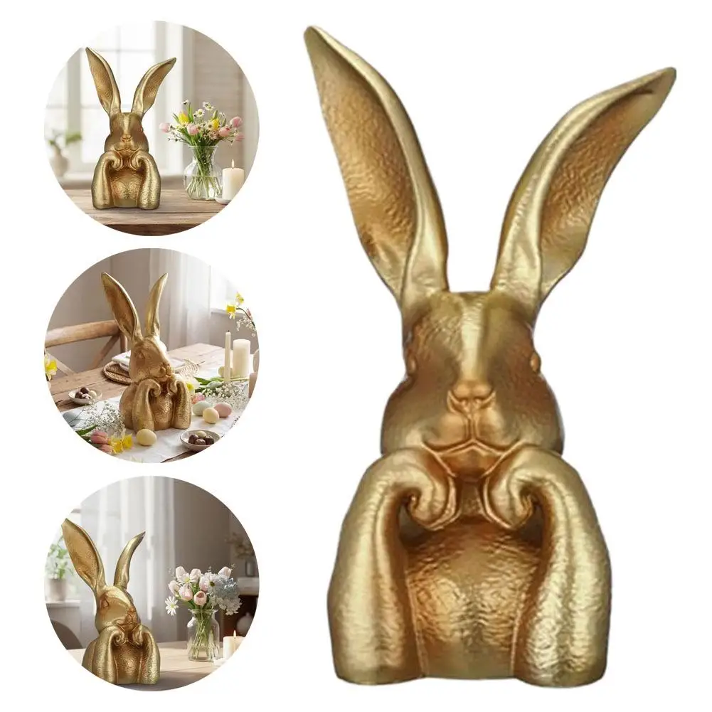 

Декоративная фигурка кролика Wesiti Spring Easter Bunny, винтажная золотая статуэтка из смолы для дома, стола, полки, праздничного декора, подарки