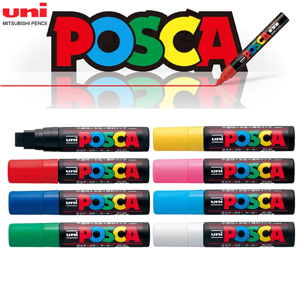 UNI Marker POSCA PC-17K 8 Color Set POP Poster Waterborne Advertising/Graffiti Marker 15mm Nid Characters Bright and Colorful