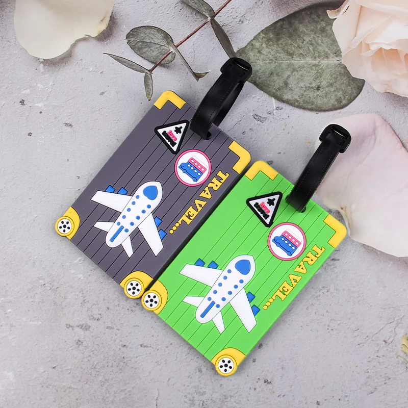 Soft PVC Luggage Tags Plane Pattern Cute Luggage Tag Creative Suitcase Tag Cartoon Boarding Passes Airplane Travel Accessories