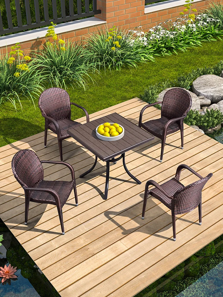 Outdoor rattan chair, outdoor table and chair combination, five piece set, courtyard woven rattan leisure chair, rattan chair,