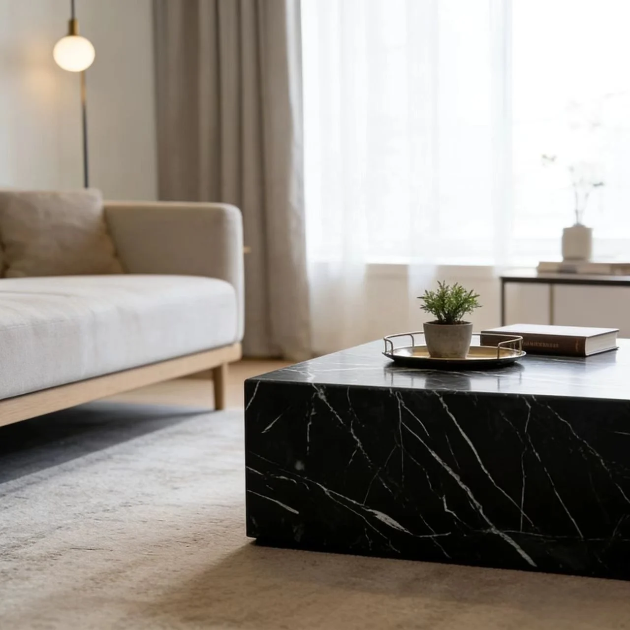 Custom modern luxury natural stone black base marble coffee table for living room furniture and base center table