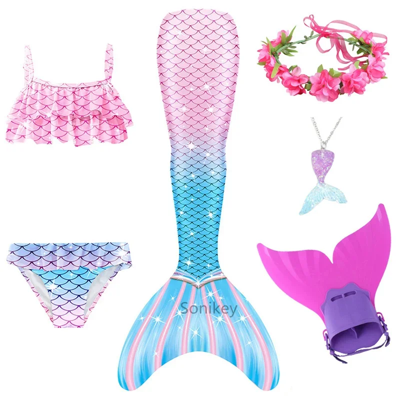 Meerjungfrau Schwanz Badeanzug für Mädchen Cosplay Kostüm für Kinder Halloween Bikini Schwimmen Mono flosse Kinder kleine Meerjungfrau Kostüme