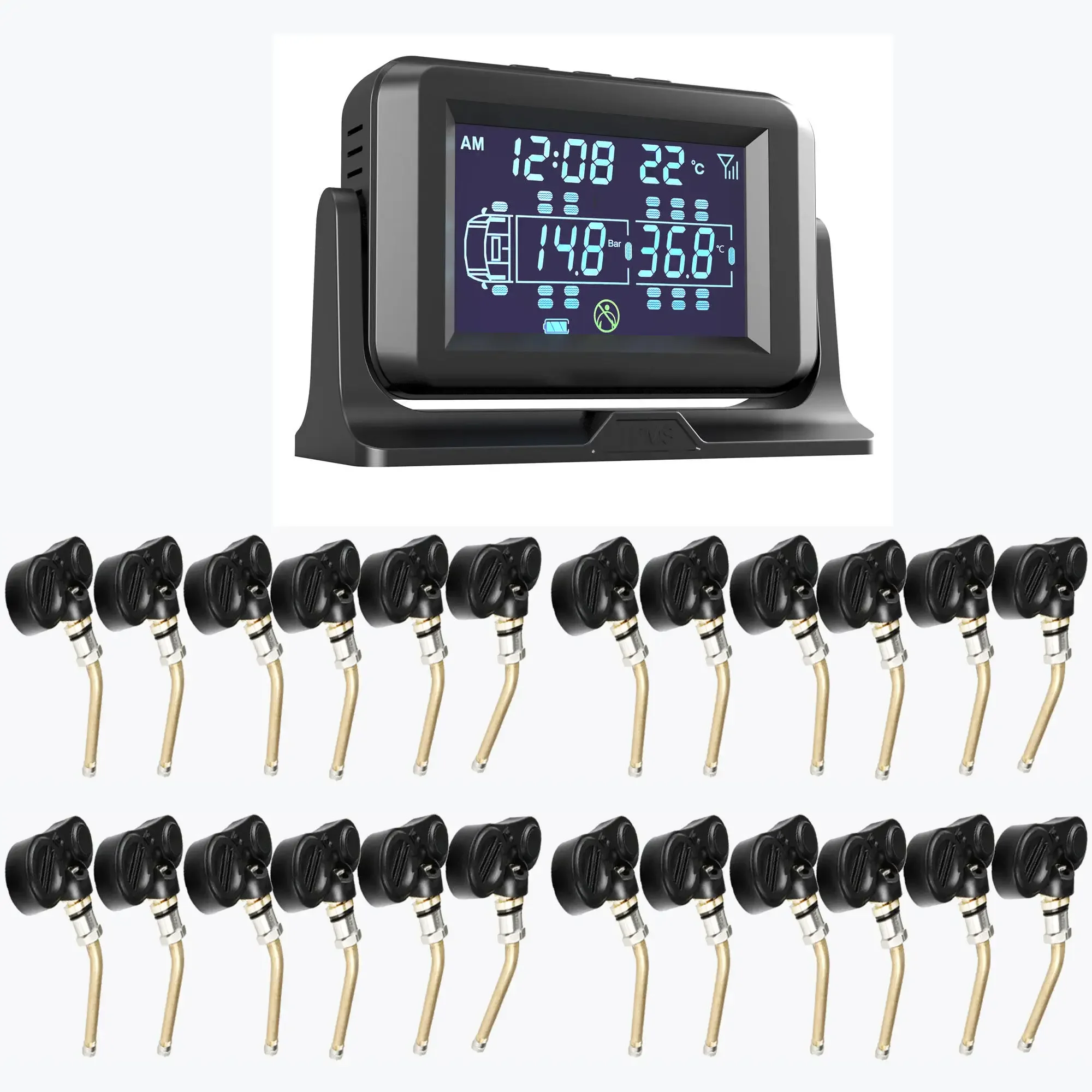 Customized 12-24 wheels Digital Wireless Truck Tire Pressure Monitor System External/ Internal Sensor 0-15bar