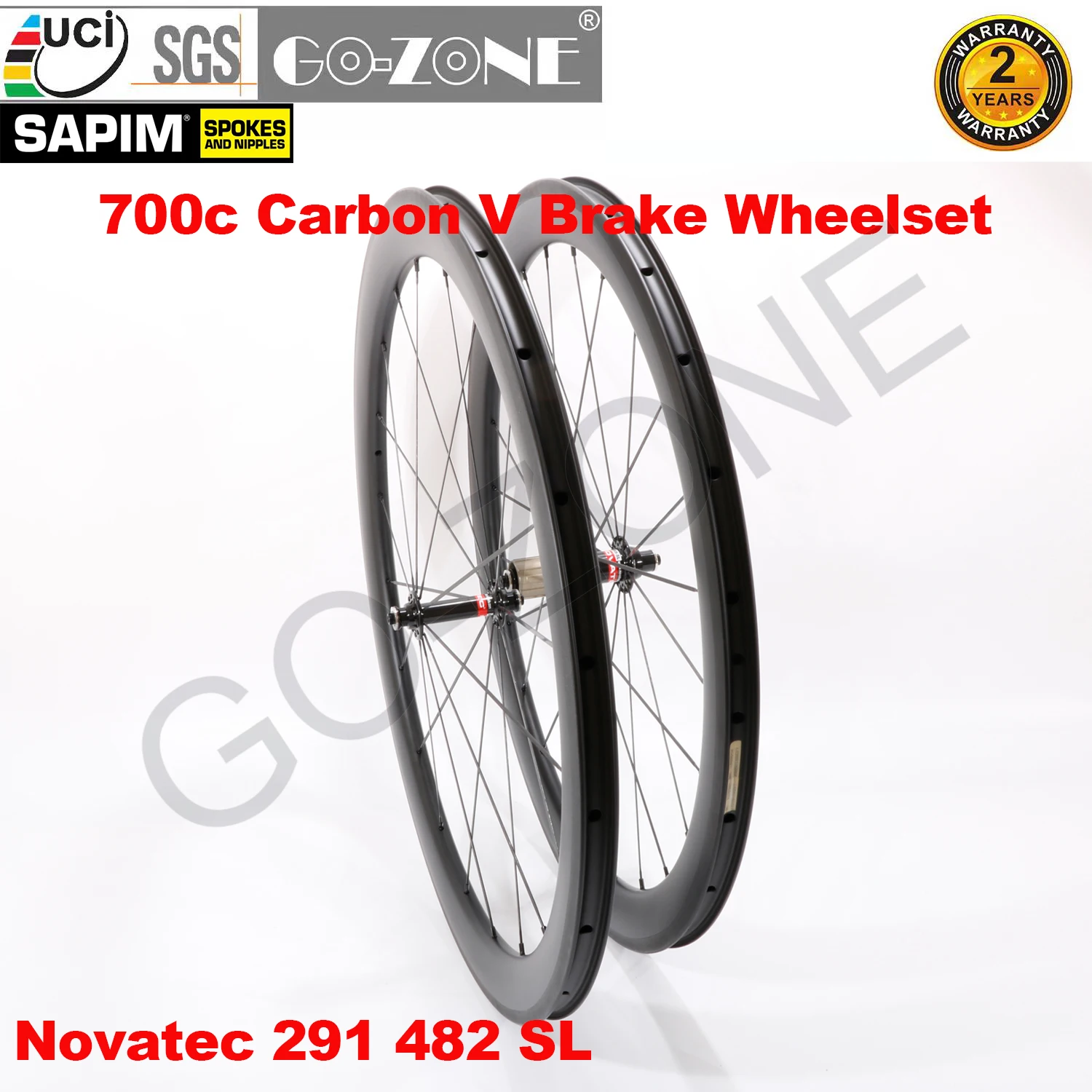 

26mm U Shape 700c Carbon Wheelset Clincher Tubeless Tubular High TG 255°C Novatec 291 482 SL Sapim Carbon Road Rim Brake Wheels