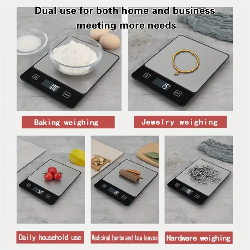 Food Scale Black10kg Digital Kitchen Scale Grams And Oz For Baking Cooking And Weight Loss Precise Graduation Easy Clean Stainle