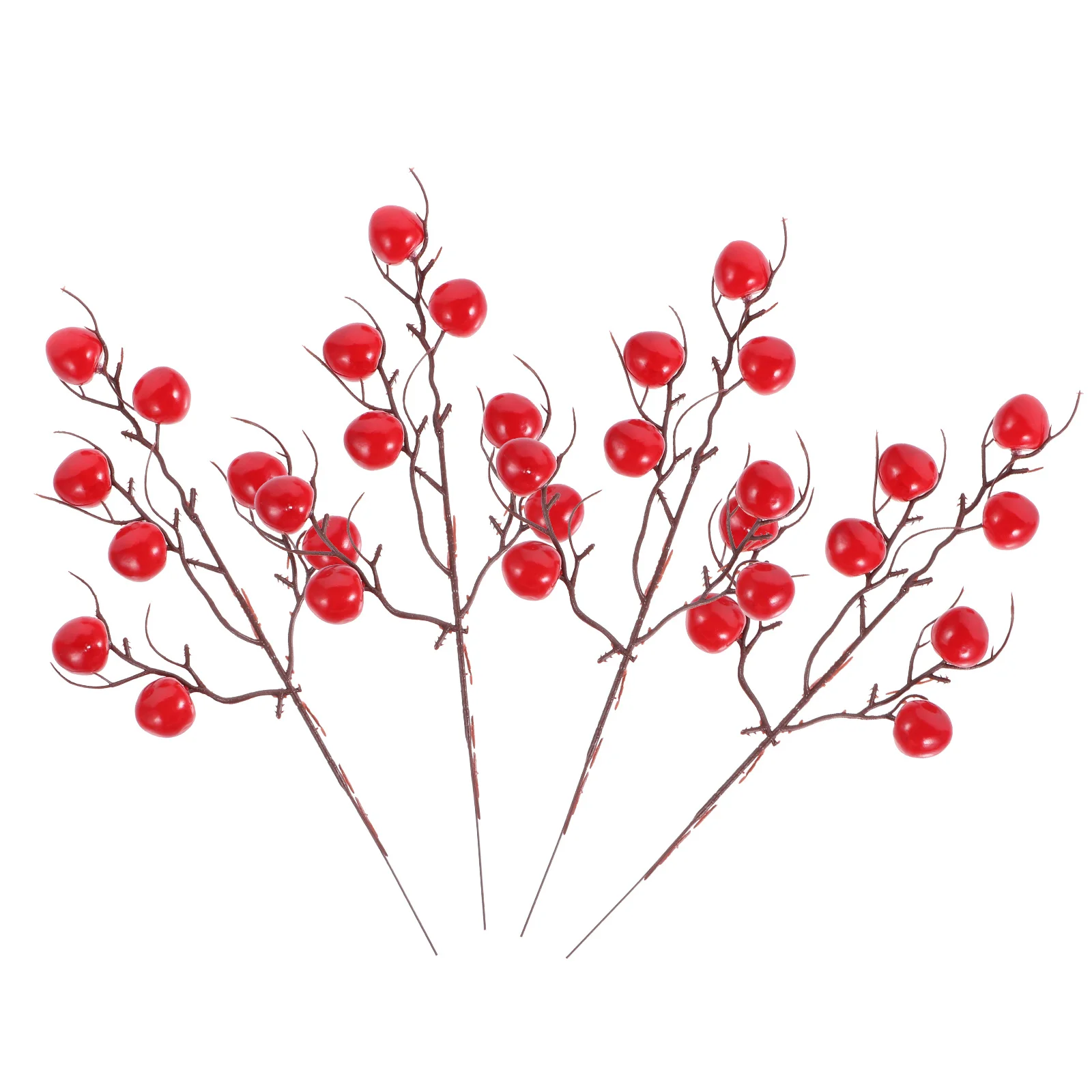 

4Pcs Artificial Cherry Branches Red Fake Berry Branches for Wedding Birthday Party Home Decor Holiday Event DIY Ornament