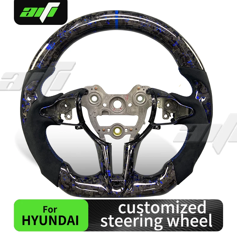 

Рулевое колесо из настоящего углеродного волокна на заказ для Hyundai Elantra N I30N I20N 2019-2025, обновленная поддержка салона автомобиля, светодиодный дисплей в минуту