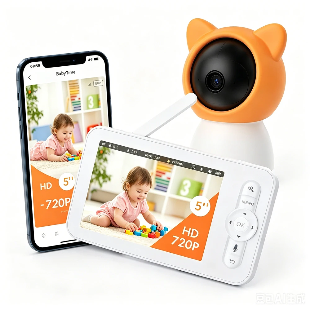 

5 Inch WiFi Video Baby Monitor Phone APP Remote Control 4X Zoom PTZ Baby Camera Two Way Talk Auto Night Vision Nanny Cameras