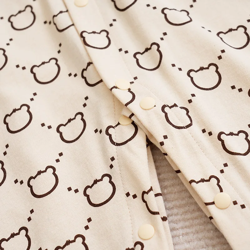 0-18m Newborn Clothing Cute Little Bear Full Print Cotton Comfortable And Soft Spring And Autumn Long Sleeved Baby Jumpsuit