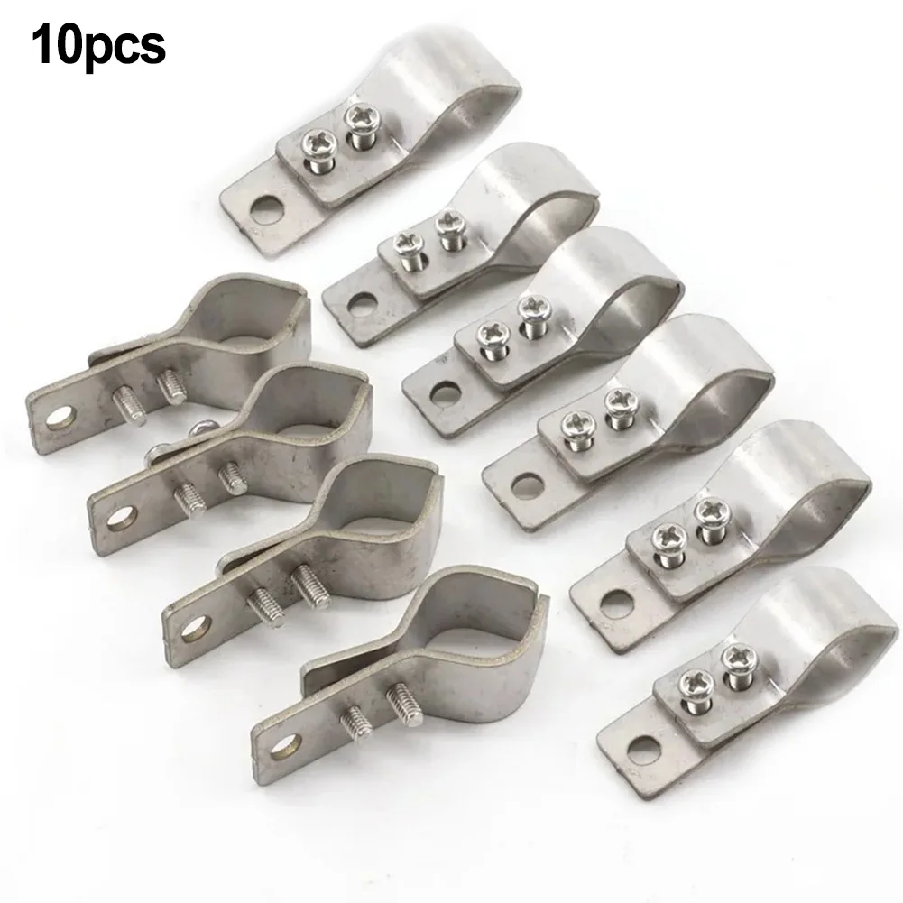 Pipe Clips Thickened Heavy Hinge Adjustable SS304 Stainless Steel Pipe Clamps For Sunshade Net Installation 16mm To 26mm Pole