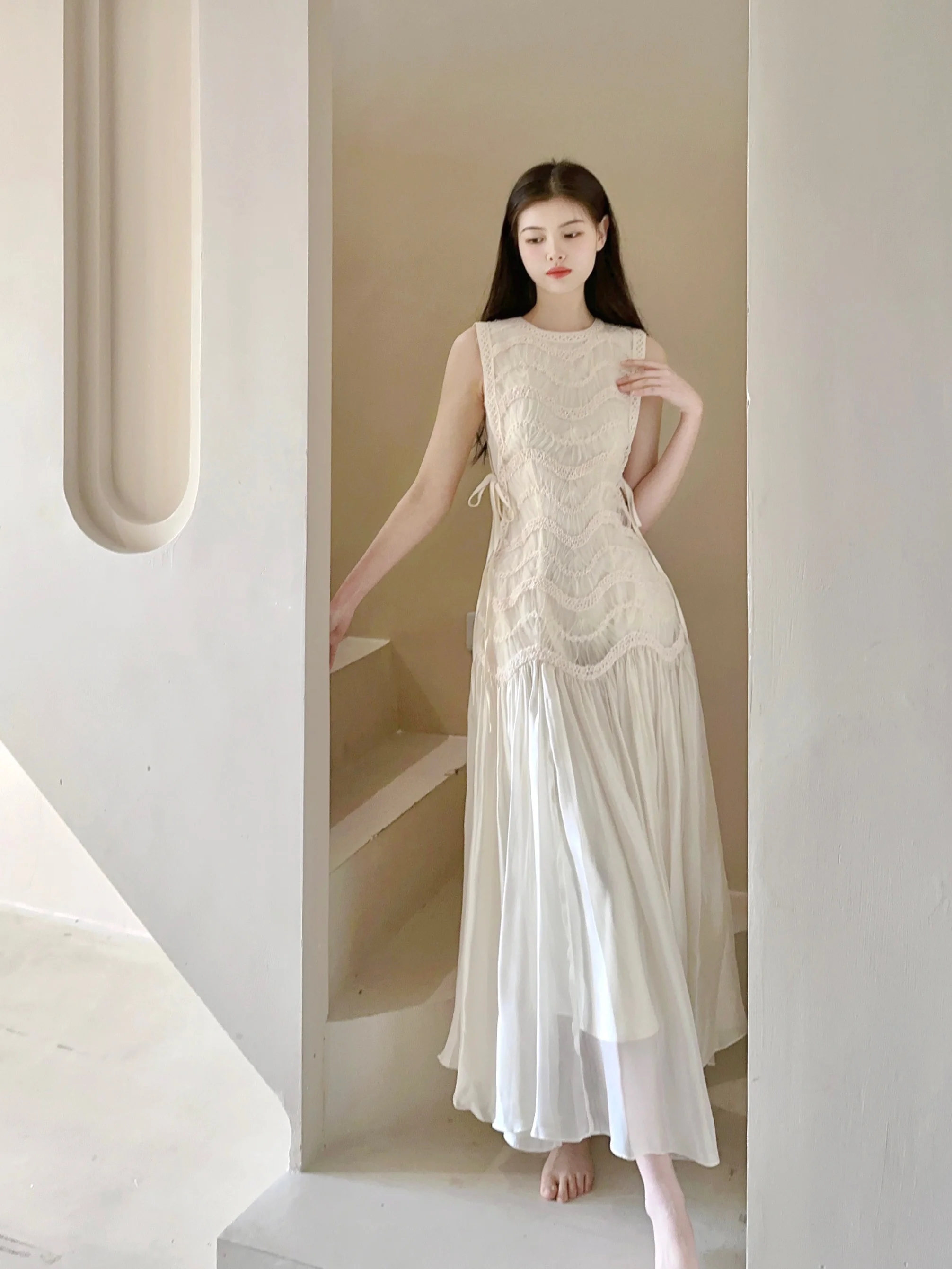 

Вечернее платье-жилет с богатой отделкой и вставками для женщин, роскошное, праздничное, длинное, цветное, создающее особую атмосферу