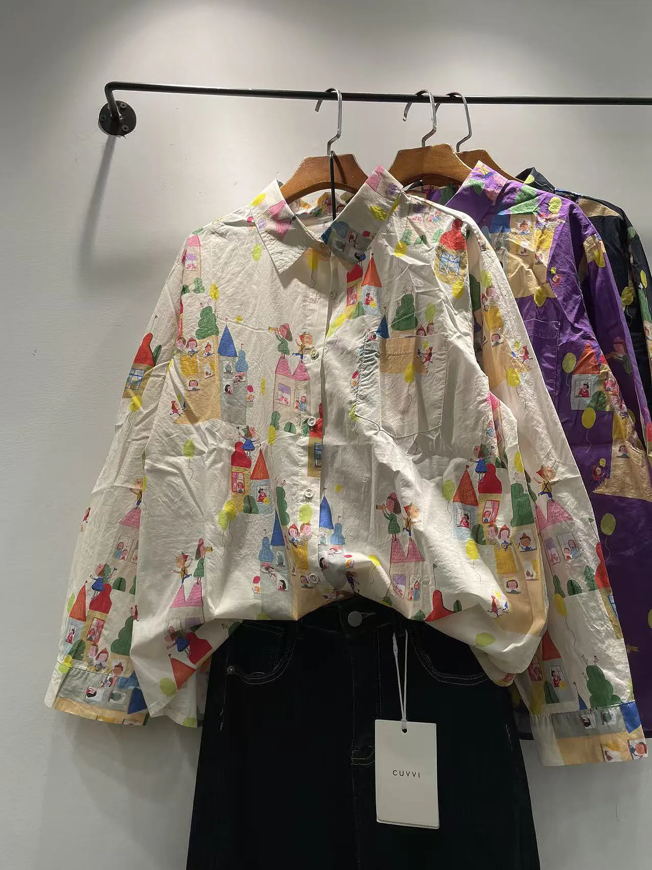 

Spring 2026 Women's Loose Long Sve Cotton irt Korean Sle Balloon Print Comfortable Breathable Faionable Casual irt