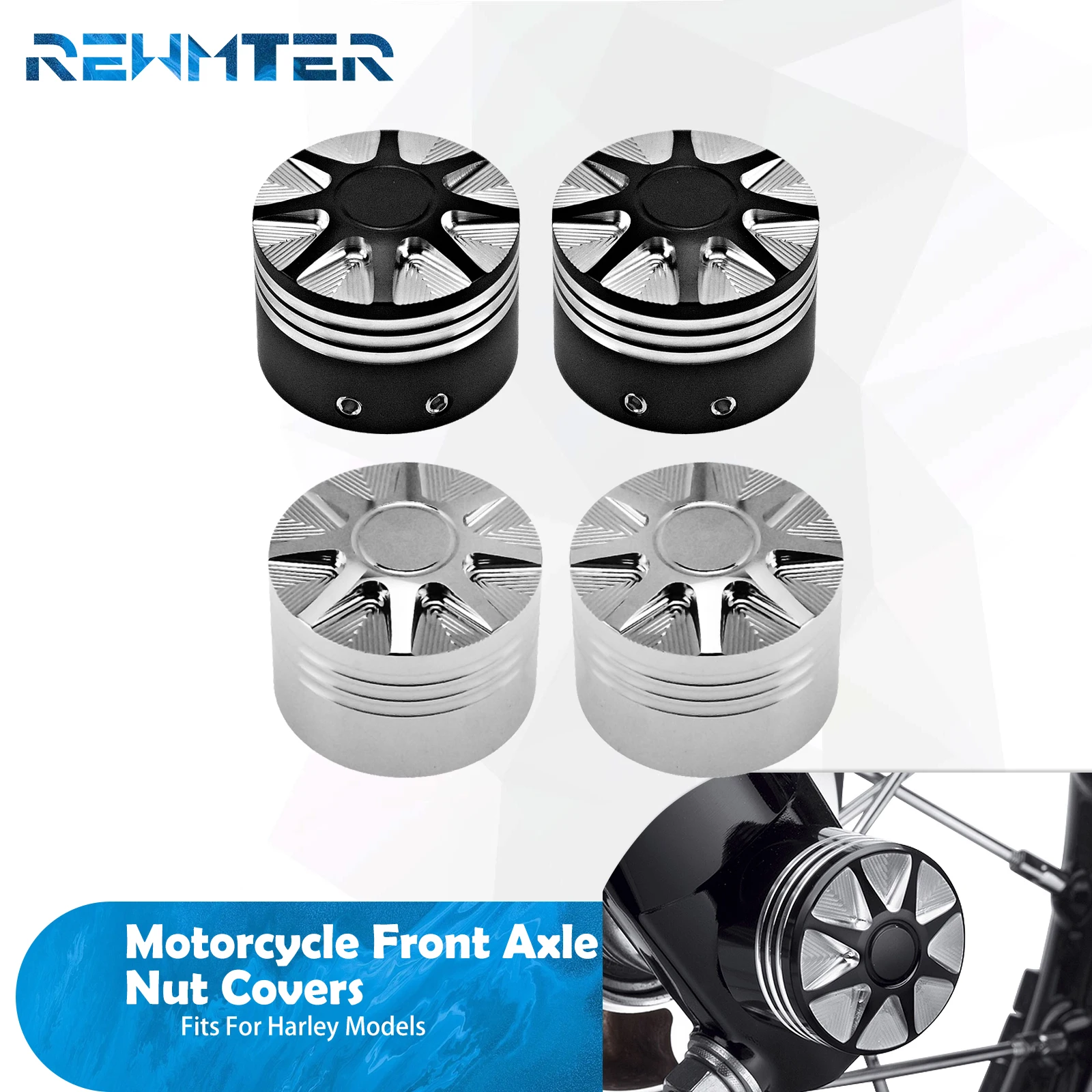 Motorcycle Front Axle Nut Covers 29mm 2PC Bolt Caps For Harley Touring Road King FLHR Sportster XL883 Dyna Fat Bob Softail VRSC